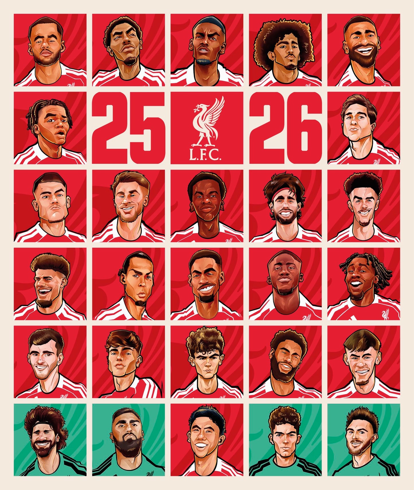 Squid Inc Limited Edition Liverpool FC 2025/26 Squad Print